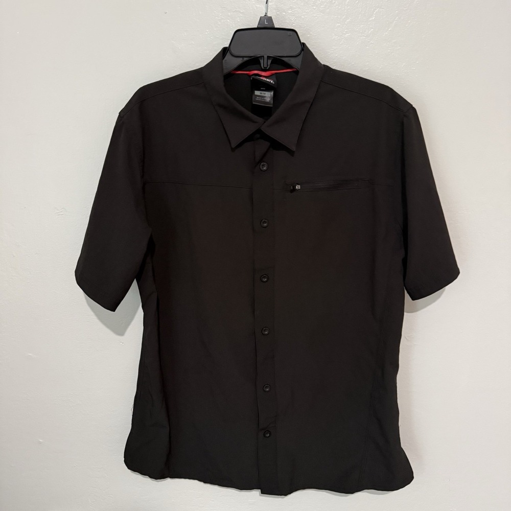 Gerry Men's Black Shirt Short Sleeve Button Up Stretch Zippered Pocket Size M
